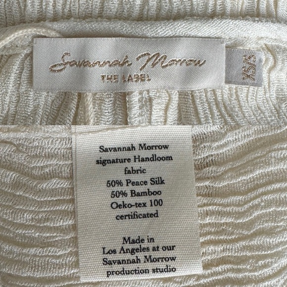 NWT Savannah Morrow Alessia Belted Silk/Bamboo-Blend Crepon Maxi Dress in Cream - Picture 11 of 13